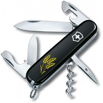 Ніж Victorinox Spartan Ukraine 91мм/12функ/чорн /Колоски пшениці жовт.