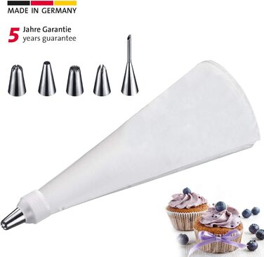 Кондитерський мішок 40 см та 5 сталевих насадок, кремово-білий Westmark