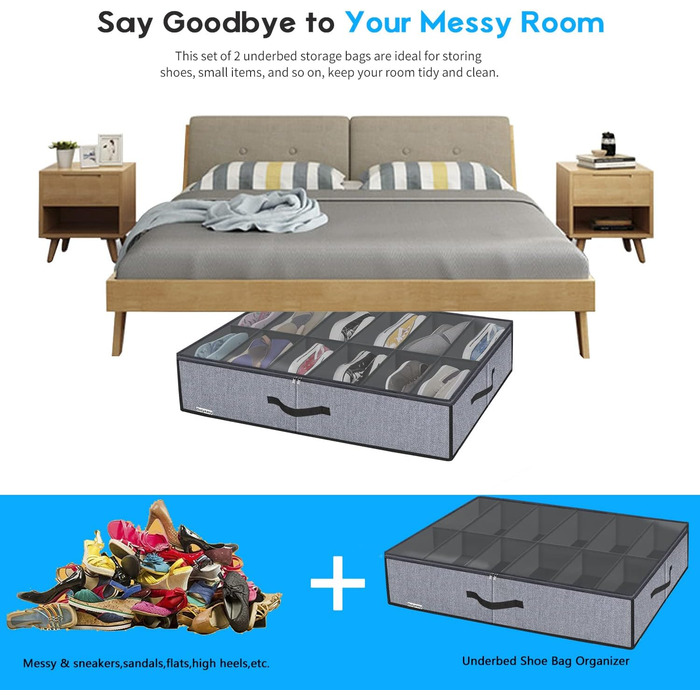 Коробка для хранения обуви с прозрачной крышкой 2шт. homyfort