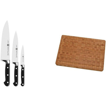 Набір ножів 3 предмети + обробна дошка двостороння 45 см, бамбук Professional S Zwilling