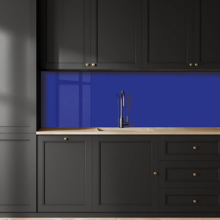 Кухонний фартух 60x250 см, самоклеючий фартух, кухонний фартух, кухонний фасад, самоклеючі кухонні фартухи - Осінь (Однотонний - Синій, 60 x 200 см)