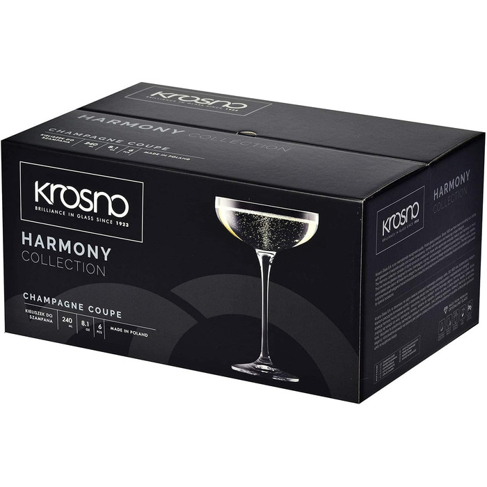 Бокалы для шампанского 240 мл, набор 6 предметов, Harmony Krosno