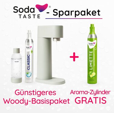 Набор для газирования воды, 4 предмета, классик + лайм, светло-зеленый Mysoda Woody SodaTASTE