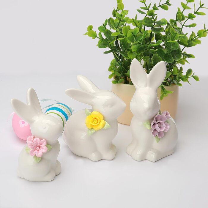 Набір керамічних фігурок пасхального зайчика 3 шт WWT