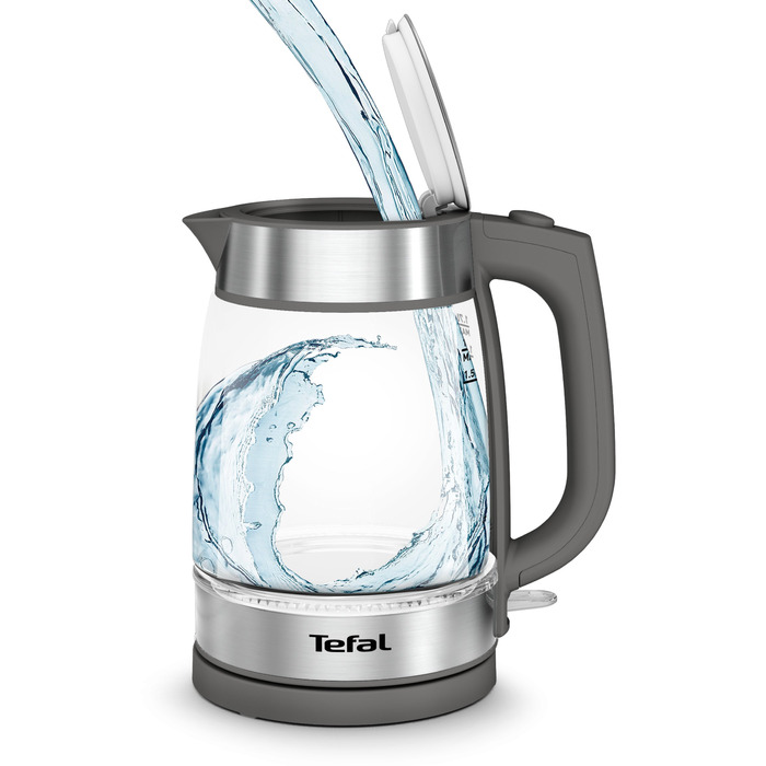 Tefal Електрочайник Glass Kettle, 1,7л, скло, сірий