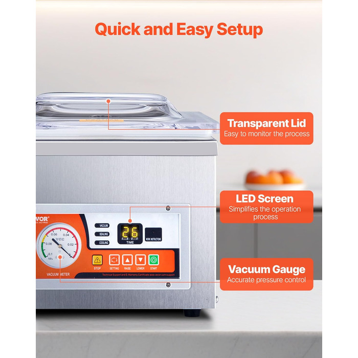 Профессиональный камерный вакууматор 180 Вт DZ-260A VEVOR