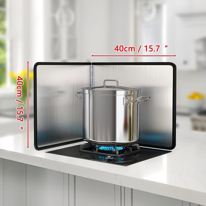 Бризкозахисний екран, портативний бризкозахисний екран, бризкозахисний екран для використання за плитою, для смаження, на плиті, захист від бризкоподібного повітря, для кухні (розмір 45 x 80 x 60 см) (40*40 см)