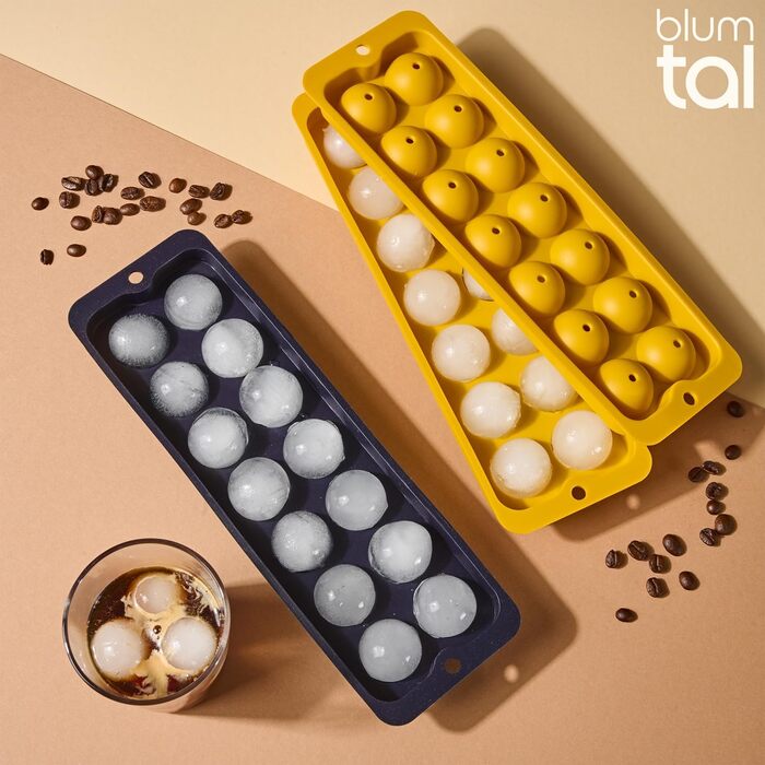 Силіконові формочки для льоду Blumtal, набір з 3 шт. - форма для льоду на 24 кубики з кришкою - силіконова форма для льоду без бісфенолу А - форма для льоду, безпечна для харчових продуктів - сіро-блакитна великі кубики (оливково-зелений червоний, XL сфер