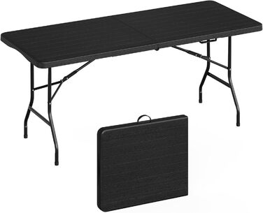 Складаний стіл для кемпінгу 180 х 74 х 74 см чорний WOLTU