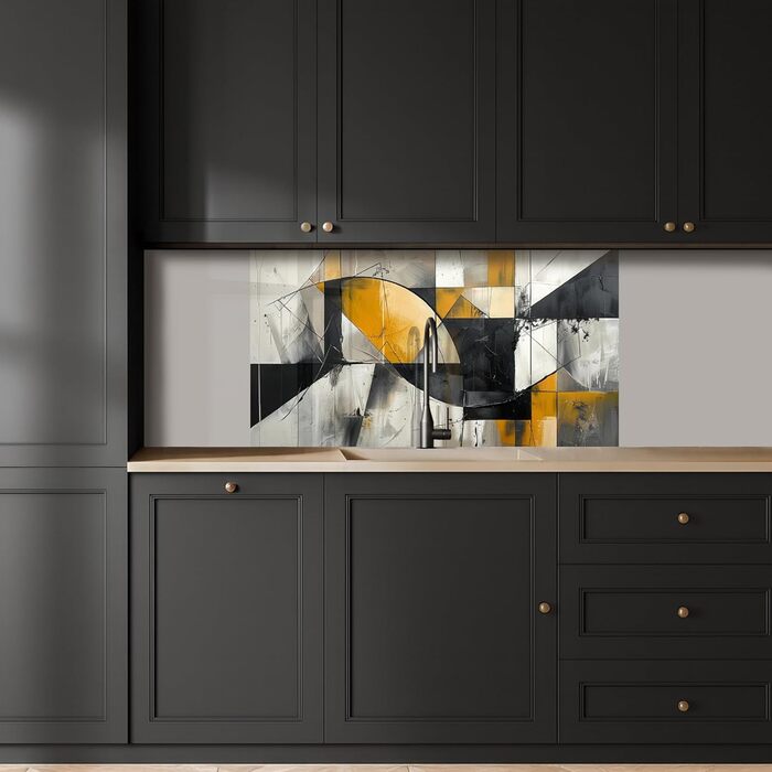 Кухонний фартух 80x300 см Самоклеючий захисний щиток для кухонної стіни Кухонний фартух Кухонні фасади Кухонні фартухи Кухонна стіна - Абстрактна (Сіра - Сучасна, 80 x 150 см)