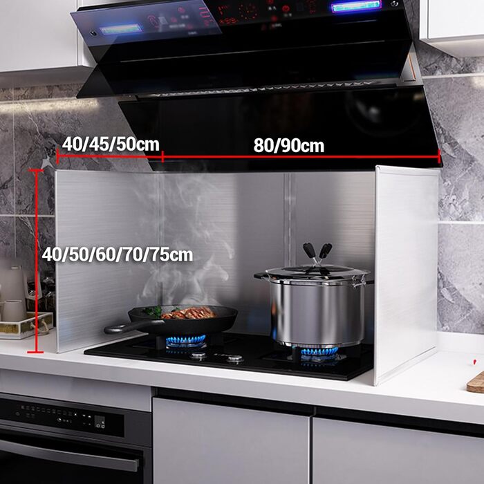 Захист від бризок з нержавіючої сталі для плити, складний настінний захист від бризок для кухні, складний захист від бризок для кухні, практичний для зберігання, для кухонь, варильних поверхонь та посуду (трисекційний, 70*80*50 см)