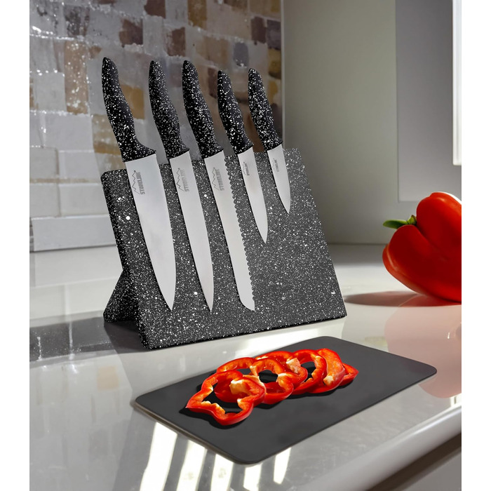 Магнитный ножевой блок с набором из 5 ножей STONELINE