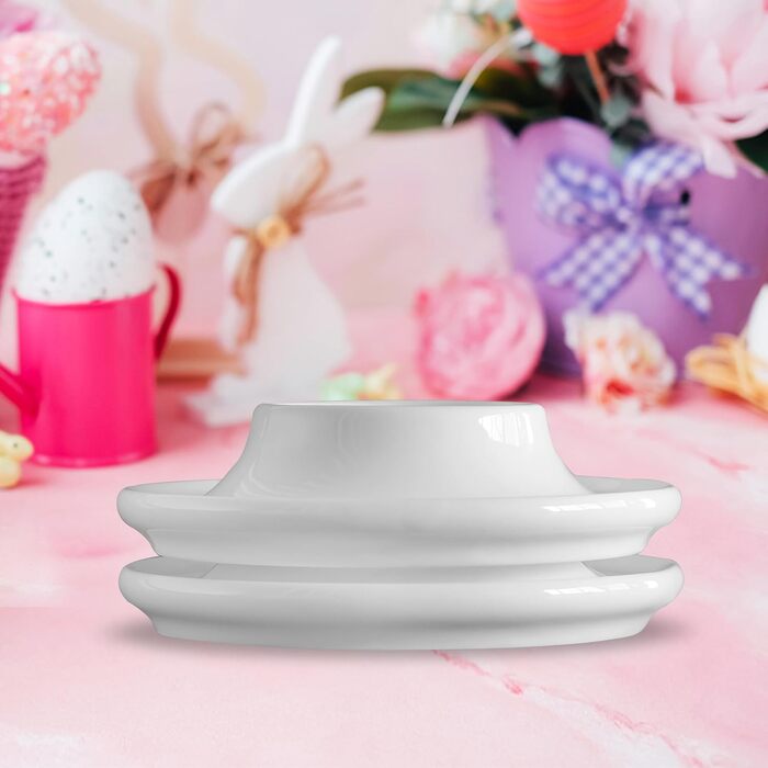 Керамічні підставки для яєць Cinf у горошок, великодній подарунковий набір із 4 порцелянових підставок для сніданку, кухонне начиння, міцні, легко миються, багаторазові (2 підставки для яєць)