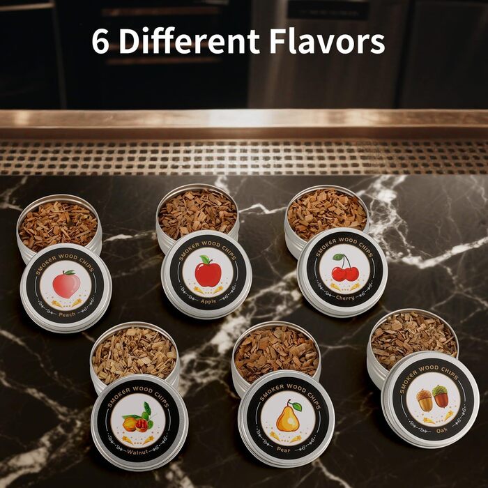 Набор для копчения коктейлей с 8 вкусами деревянной щепы PIPITA