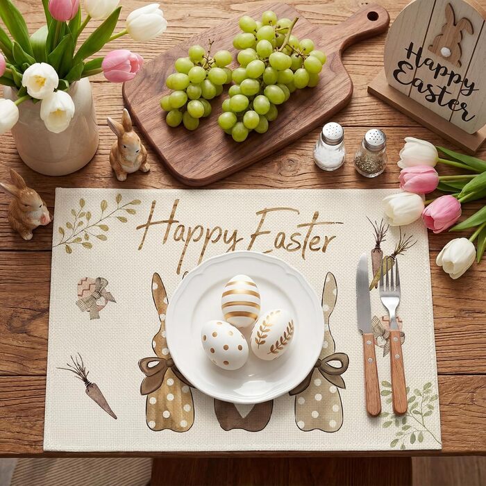 Набор из 4 пасхальных ковриков с милым кроликом 30 х 45 см YEAMLTE