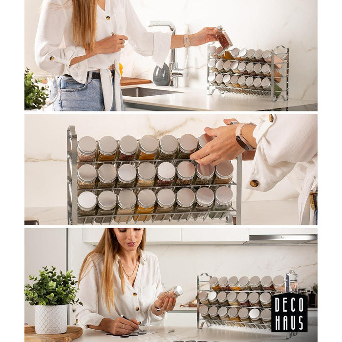 Підставка для спецій трирівнева з 24 баночками, хромована Deco haus