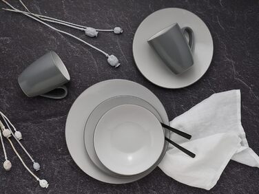Набір посуду на 4 персони, 16 предметів, сірий/білий, Cool Grey Creatable