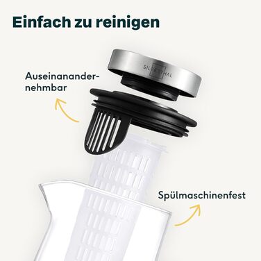 Набір із 2 скляних графинів 1 л та 2 л з вставкою для фруктів Silberthal