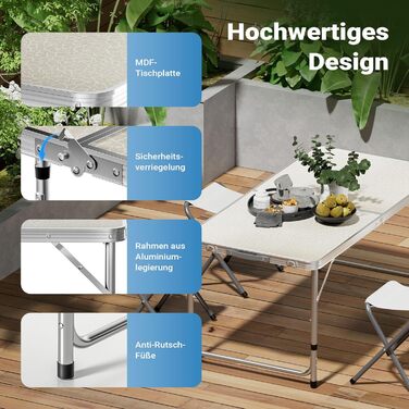 Раскладной кемпинговый стол 120 x 60 x 70 см Wiltec