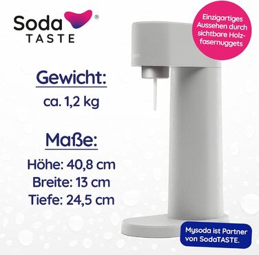 Набор для газирования воды, 4 предмета, классик + яблоко, серый Mysoda Woody SodaTASTE