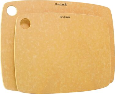 Набір обробних дощок BESTCOOK з деревного волокна, 3 шт., можна мити в посудомийній машині, висока щільність, антипористі, без BPA, не туплять ножі, ідеально підходять для нарізання мяса, овочів, сиру та хліба (дерево, велика середня)