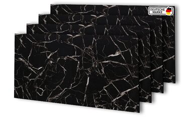 Стінові панелі AS Country Stone під мармур 60x120 см ПВХ-облицювання стіни з пластикових панелей для кухні, ванної кімнати тощо Панель кухонного фартуха (4 шт., чорно-білий колір)