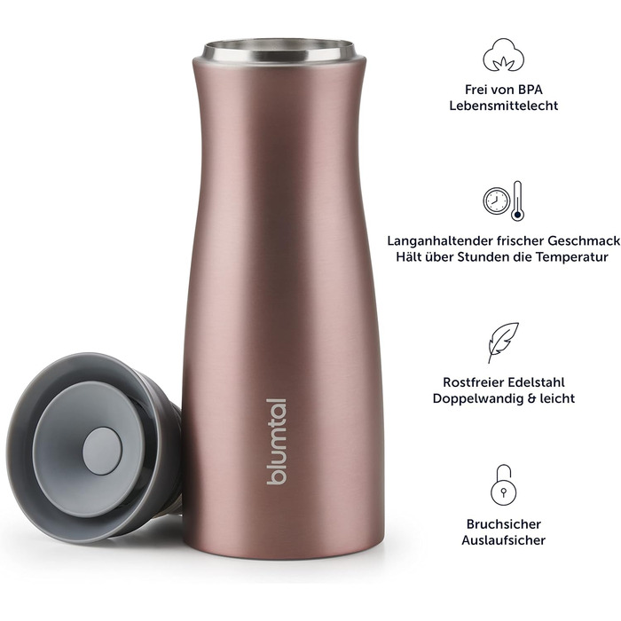 Термочашка 380 мл ніжно-рожева London Blumtal