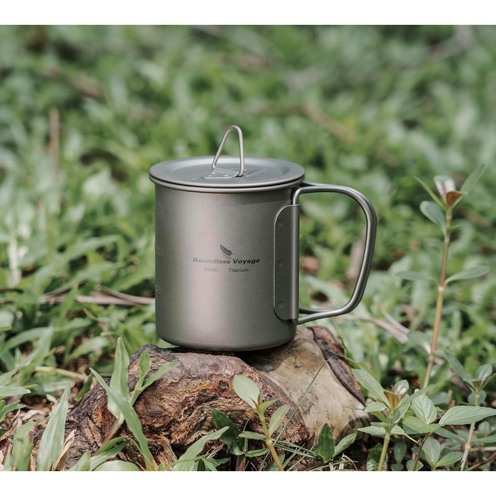 Титановая кружка с крышкой для кемпинга 200 мл Boundless Voyage