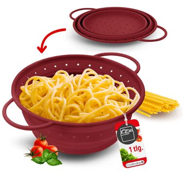 Складаний силіконовий друшляк 24 см червоний Coolinato