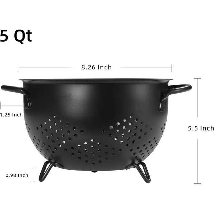 Металеве сито для пасти з подвійними ручками 21 см чорне beifeier