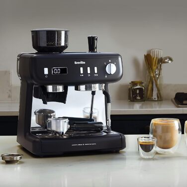 Кавоварка Breville Barista Max з портафільтром Еспресо-машина/кавоварка з вбудованою кавомолкою та спінювачем молока Резервуар для води 2,8 л Італійський насос 15 бар Нержавіюча сталь VCF126 шт. Бариста з кавомолкою (Barista Max з кавомолкою)