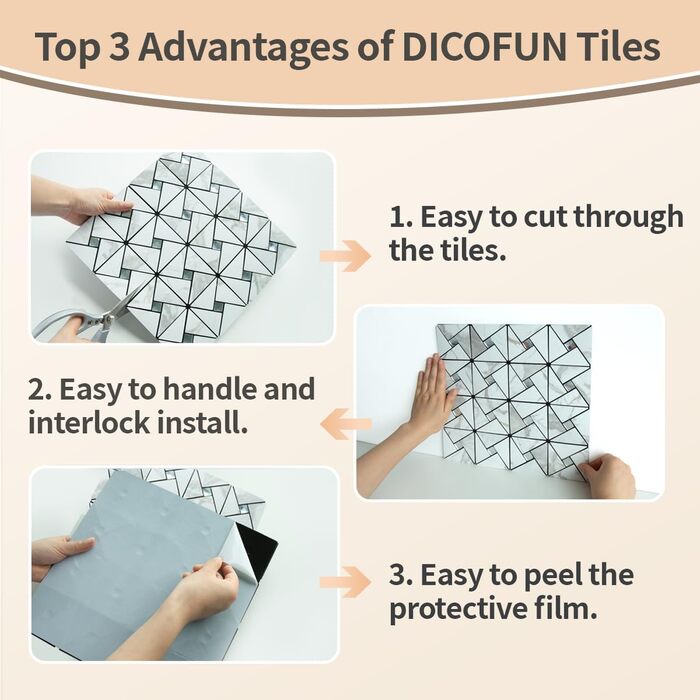 Мідний плитковий фартух DICOFUN, що самоклеїться, нержавіюча сталь, для кухні, металевий, фартух для плити, 0 листів (10, білий мармур та скло)