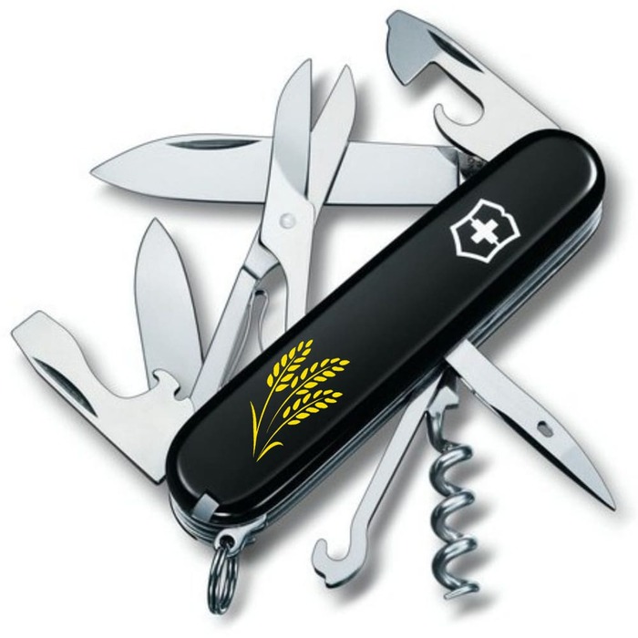 Ніж Victorinox Climber Ukraine 91мм/14функ/чорн /Колоски пшениці жовт.