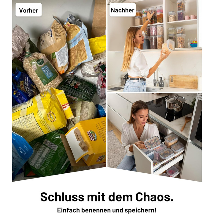 Набор из 16 контейнеров для хранения, прозрачный/черный Deco haus