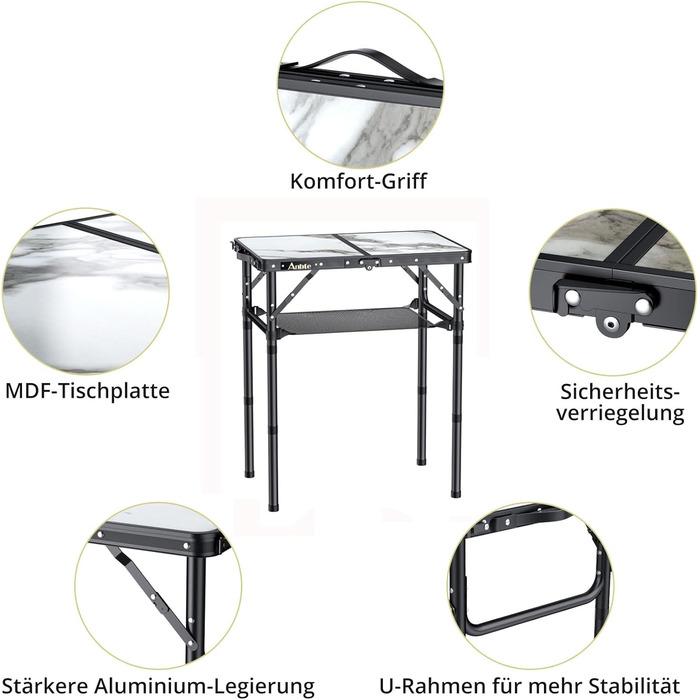 Складной мраморный белый кемпинговый стол Anbte