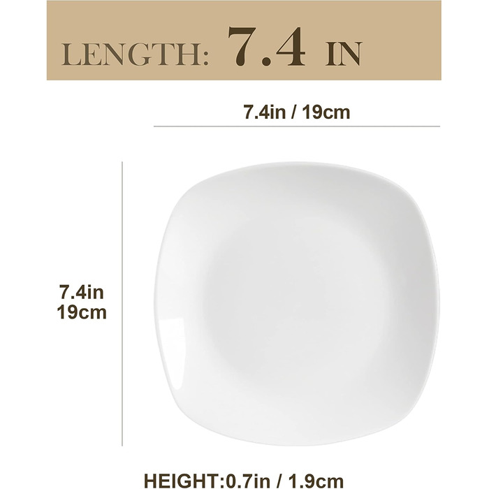 Серія Elisa, 12-предметний кремовий порцеляновий кавовий набір, кавові чашки та блюдця на 6 осіб для кави, чаю, десертів (білий, десертні тарілки (6 шт.))