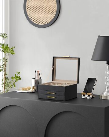 Шкатулка органайзер для ювелирных изделий 3-уровневая черный SONGMICS