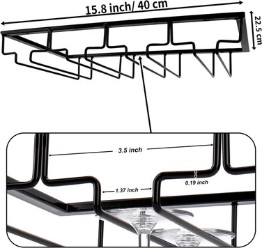 Держатель для бокалов подвесной металлический, 4 ряда для 8 бокалов