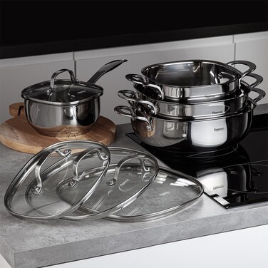 Ківш Fissman EXCLUSIVE PRO 16x8 см / 1,5 л зі скляною кришкою нержавіюча сталь (5540)