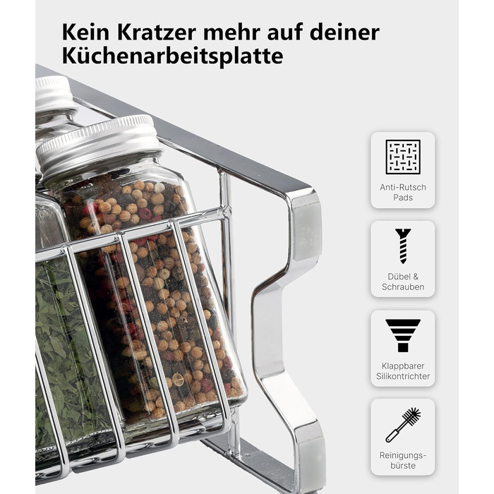 Підставка для спецій трирівнева з 24 баночками, хромована Deco haus