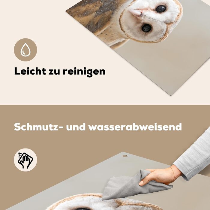 Фартух для плити, кухонний фартух, вініл, 78x52 см, декор для кухні, облицювання стіни, кришка для плити - сіро-чорна (сипуха - тварина, 51,5Д x 76Ш см)