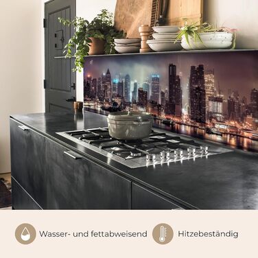Кухонний фартух 60x80 см Самоклеючий захисний щиток для кухонної стіни Кухонний фартух Кухонні фасади Кухонні фартухи Кухонна стіна Вода - Пейзаж - (Нью-Йорк - Ніч, 80 x 300 см)
