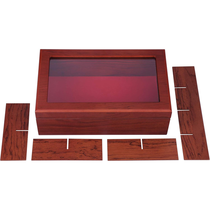 Чайна скринька від Apace Living - Розкішна дерев&39яна скринька для зберігання чаю - 8 відділень для зберігання чайних пакетиків - Чайна скринька ручної роботи з віконцем, стійким до подряпин - Елегантна скринька для зберігання чайних пакетиків (палісандр