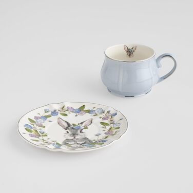Чашка з блюдцем home&you Pansilo, світло-блакитний колір, великодні порцелянові чайні чашки, кавова чашка, великодній посуд, весняна великодня прикраса для столу та вітальні, великодня прикраса, весняна прикраса
