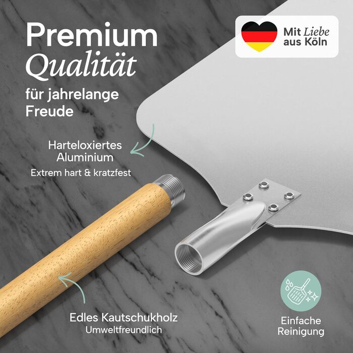Лопатка для піци 30,5 x 30,5 см з дерев'яною ручкою 46,5 см Blumtal