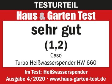 Диспенсер гарячої води CASO HW 660 - гаряча вода за кілька секунд, економить до 50 енергії в порівнянні з чайниками, 8 виходів об'єму, підходить для дитячого харчування, вбудоване нагадування про видалення накипу