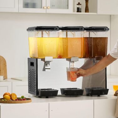 Профессиональный диспенсер для напитков с резервуарами 3 x 18 л 512 Вт VEVOR