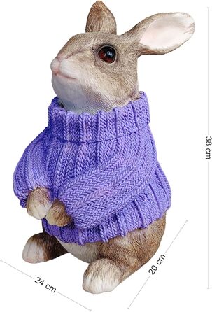Декоративні фігурки великоднього зайчика у фіолетовому светрі colourliving