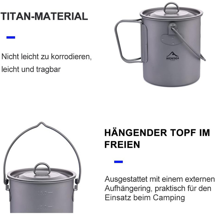 Велика чашка для кемпінгу 750 мл widesea