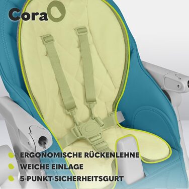 Стільчик для годування LIONELO Cora, регульований стільчик для годування, знімний піднос, нековзний, від 6 до 36 місяців, 5-точковий ремінь безпеки, максимальне навантаження 15 кг (синій, стандартний)